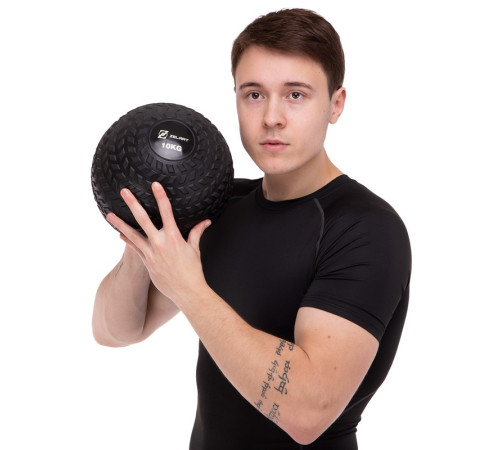 Слэмбол мяч набивной для кроссфита и фитнеса Slam Ball Zelart 10кг чорний