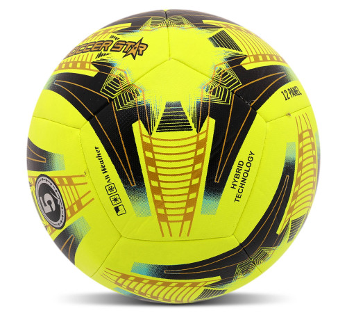 М'яч футбольний гібридна зшивка HYBRID SOCCER STAR №5 PU жовтий-чорний