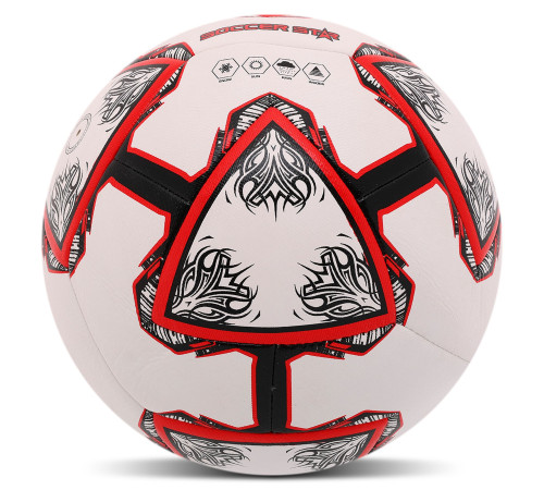 М'яч футбольний гібридна зшивка HYBRID SOCCER STAR №5 PU білий-червоний