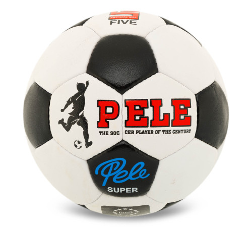 М'яч футбольний PELE Super BALLONSTAR №5 PU білий-чорний
