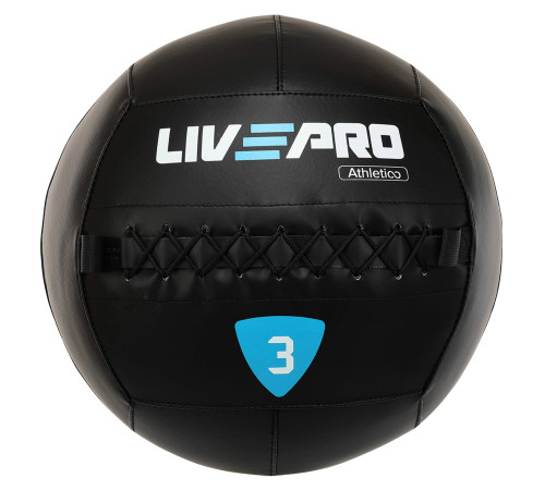 М'яч набивний медичний для кросфіту WALL BALL LiveUp 3кг чорний