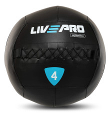 М'яч набивний медичний для кросфіту WALL BALL LiveUp 4кг чорний