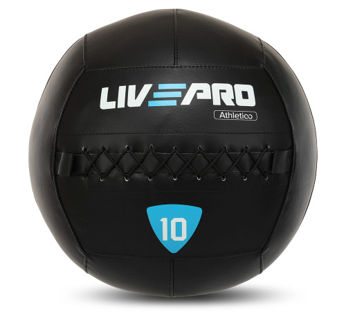 М'яч набивний медичний для кросфіту WALL BALL LiveUp 10кг чорний