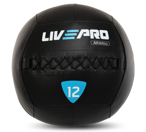 М'яч набивний медичний для кросфіту WALL BALL LiveUp 12кг чорний