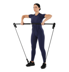 Палка гимнастическая с эспандерами Gym Stick для фитнеса SP-Sport 1,3м черный