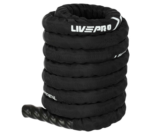 Канат для кросфіту в захисному рукаві BATTLE ROPE LiveUp 12м чорний