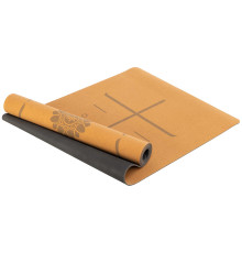 Килимок для йоги Пробковий каучуковий двошаровий Yoga mat Record 183x61мx0.4cм коричневий