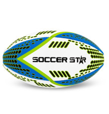М'яч для регбі SOCCER STAR №5 білий-синій-салатовий