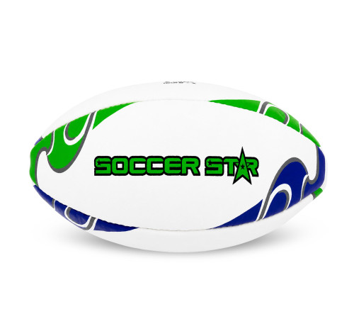 М'яч для регбі SOCCER STAR №5 білий-фіолетовий-салатовий