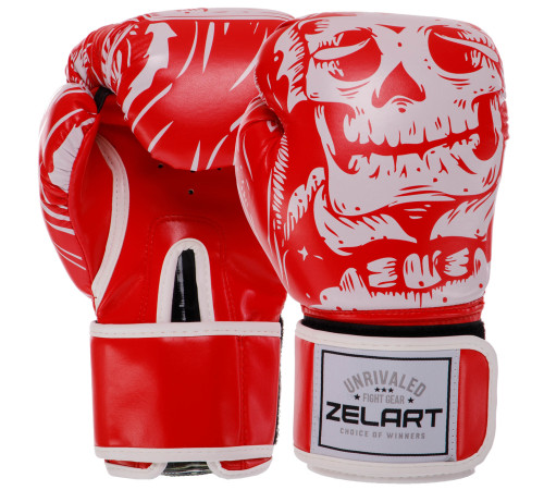 Рукавиці боксерські на липучці FLEX Zelart SKULL 8-12 унцій кольори в асортименті