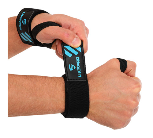 Бинти кистьові для жиму LIFTING WRIST WRAPS LiveUp 2штуки чорний-синій