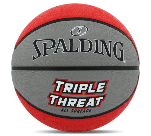 М'яч баскетбольний гумовий SPALDING TRIPLE THREAT розмір 7 сірий-червоний