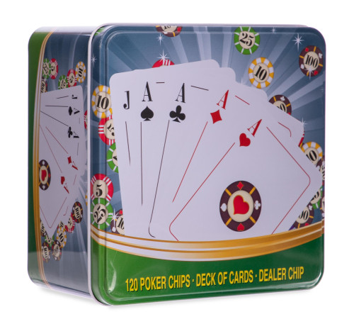 Набір для покеру в металевій коробці Poker game set SP-Sport 120 фішок