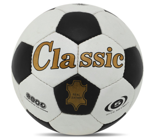 М'яч футбольний BALLONSTAR CLASSIC Leather №5 білий-чорний