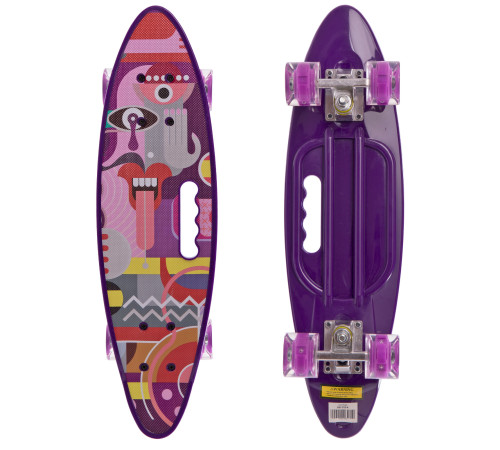 Пенні борд Penny Board круїзер пластиковий з колесами які світяться та ручкою для перенесення 24" SP-Sport фіолетовий