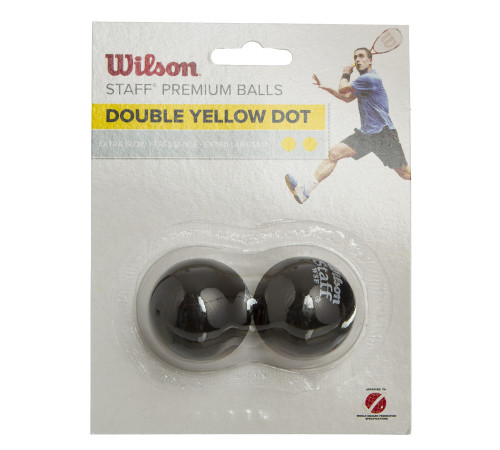 М'яч для сквошу WILSON STAFF SQUASH 2 BALL YEL DOT 2шт чорний