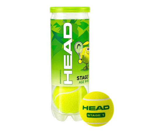 М'ячі для великого тенісу HEAD Stage 1 3шт салатовий