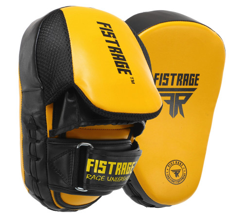 Лапа боксерська вигнута тренувальна FLEX FISTRAGE 26x19x5см 2штуки жовтий-чорний