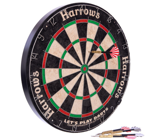 Дартс із Сизалю Sisal 6 дротиків і мішень Harrows LETS PLAY DARTS GAME SET 46см