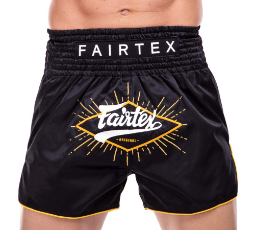 Шорти для тайського боксу та кікбоксингу FAIRTEX BLACK/YELLOW S-XL чорний-жовтий