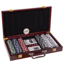 Набір для покеру в дерев'яному кейсі Poker game set SP-Sport 300 фішок