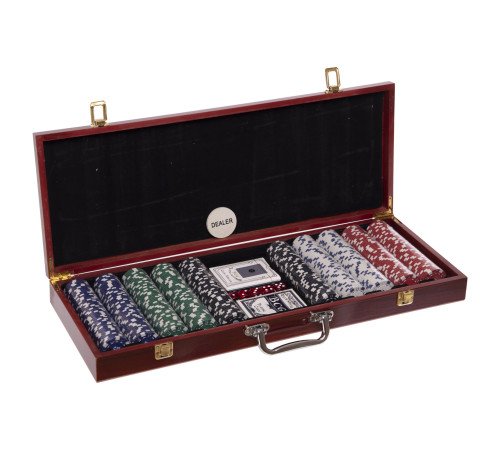 Набір для покеру в дерев'яному кейсі Poker game set SP-Sport 500 фішок
