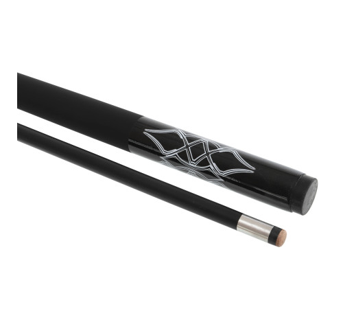 Кий бильярдный для пула двухсоставной разборной GRAMAX CARBON 145x1,2см черный-белый