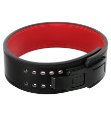 Пояс для пауерліфтингу з карабіном шкіряний Mdbuddy Weightlifting Belt ширина 10см розмір-S-XL чорний-червоний