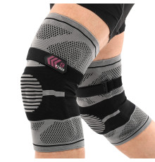 Наколінники спортивні еластичні компресійні з фіксуючим ременем KNEE BRACE EZOUS 2шт M-XL сірий-чорний