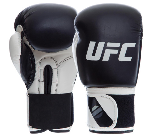 Рукавиці боксерські на липучці PU UFC PRO Compact L білий-чорний