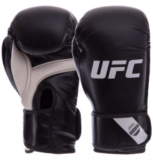 Рукавиці боксерські на липучці PU UFC PRO Fitness 14 унцій чорний
