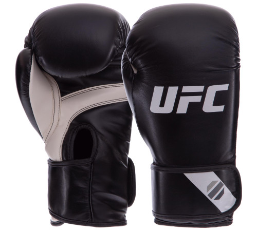 Рукавиці боксерські на липучці PU UFC PRO Fitness 14 унцій чорний