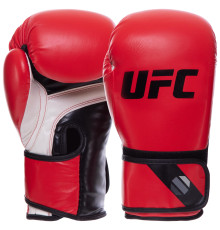 Рукавиці боксерські на липучці PU UFC PRO Fitness 12 унцій червоний