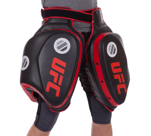 Захист стегна тренерський для відпрацювання лоу-кіків UFC PRO Thigh чорний-червоний