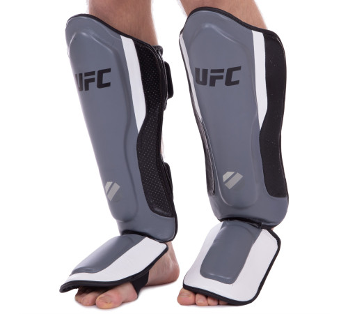 Захист гомілки та стопи Муай Тай, ММА, Кікбоксинг шкіряний UFC PRO Training S-M срібний-чорний