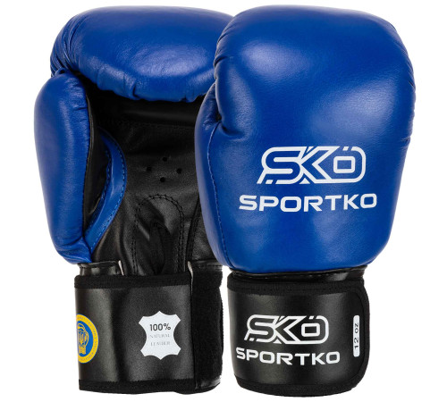 Перчатки боксерские профессиональные на липучке кожаные ФБУ SPORTKO ПК1 10-12унций цвета в ассортименте