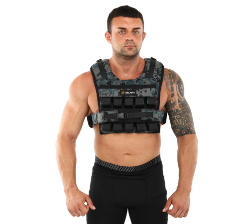 Жилет обважнювач з регульованою вагою Zelart WEIGTH VEST вага-1-20кг камуфляж