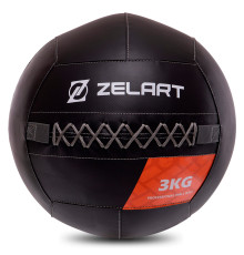 Мяч набивной медицинский для кроссфита WALL BALL Zelart вес-3кг черный