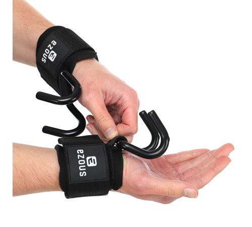 Крюки для подтягивания и тяги на запястья LIFTING HOOK EZOUS 2шт черный