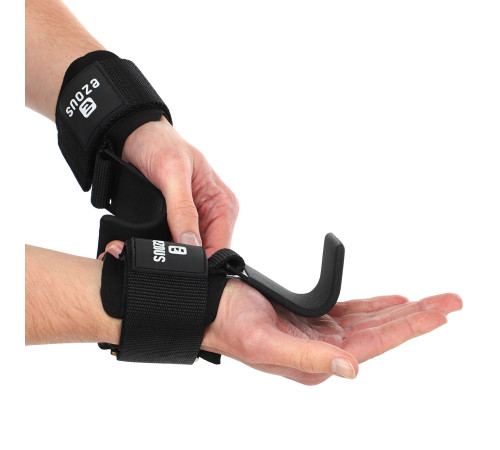 Крюки для подтягивания и тяги на запястья WEIGHTLIFTING HOOK EZOUS 2шт черный