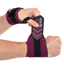 Бинти кистьові для жиму STRONG WRIST WRAPS EZOUS 2штуки чорний-фіолетовий