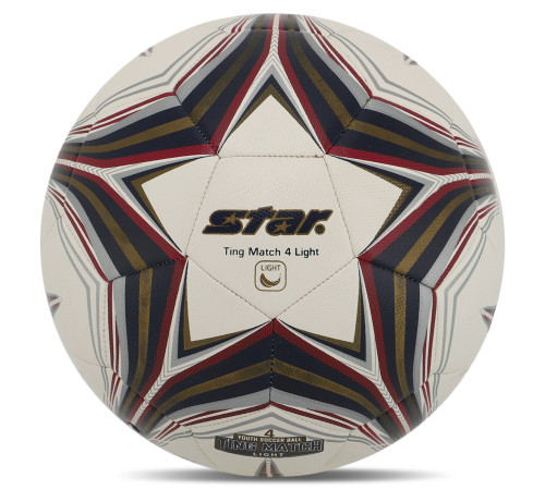 М'яч футбольний гібридна зшивка STAR TING MATCH 4 LIGHT HYBRID №4 PU білий-золотий