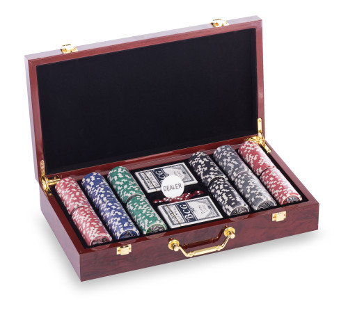 Набір для покеру в дерев'яному кейсі Poker game set SP-Sport 300 фішок