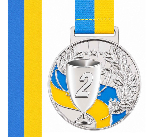 Медаль спортивна зі стрічкою SP-Sport UKRAINE з українською символікою ø5см золото, срібло, бронза