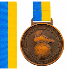 Медаль спортивна зі стрічкою тематична SP-Sport Футбол ø6,5см золото, срібло, бронза