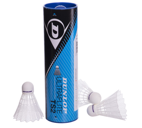 Воланы для бадминтона нейлоновые 6штук DUNLOP ULTRAFLITE TS2 MED белый