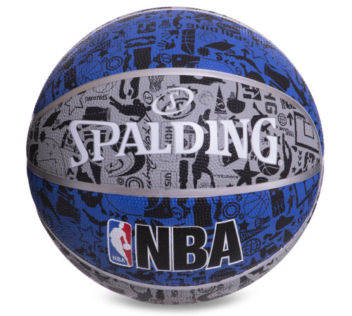 М'яч баскетбольний гумовий SPALDING NBA GRAFFITI Outdoor розмір 7 синій-сірий