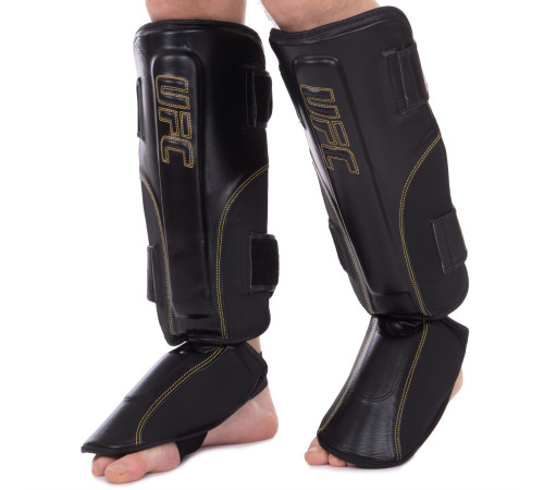 Захист гомілки та стопи Муай Тай, ММА, Кікбоксинг шкіряний UFC PRO Prem Stand Up L-XL чорний