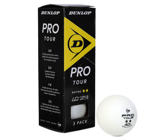 Набор мячей для настольного тенниса DUNLOP PRO TOUR 3шт белый