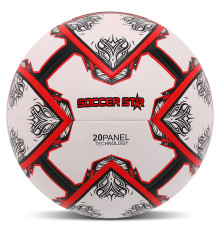 М'яч футбольний гібридна зшивка HYBRID SOCCER STAR №5 PU білий-червоний